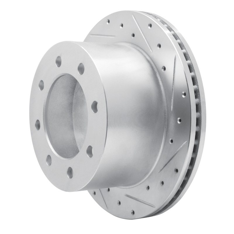 Chevrolet Silverado 3500 HD Brake Rotor (1) - Rear Right - R1 Concepts - Drilled & Slotted - Silver - `01-`10